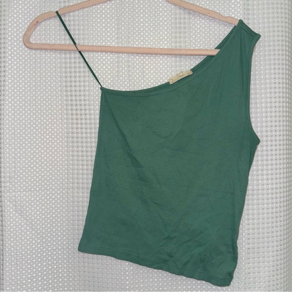 Madewell Brightside Rib One-Shoulder Tank Trellis Green Medium - Picture 5 of 8